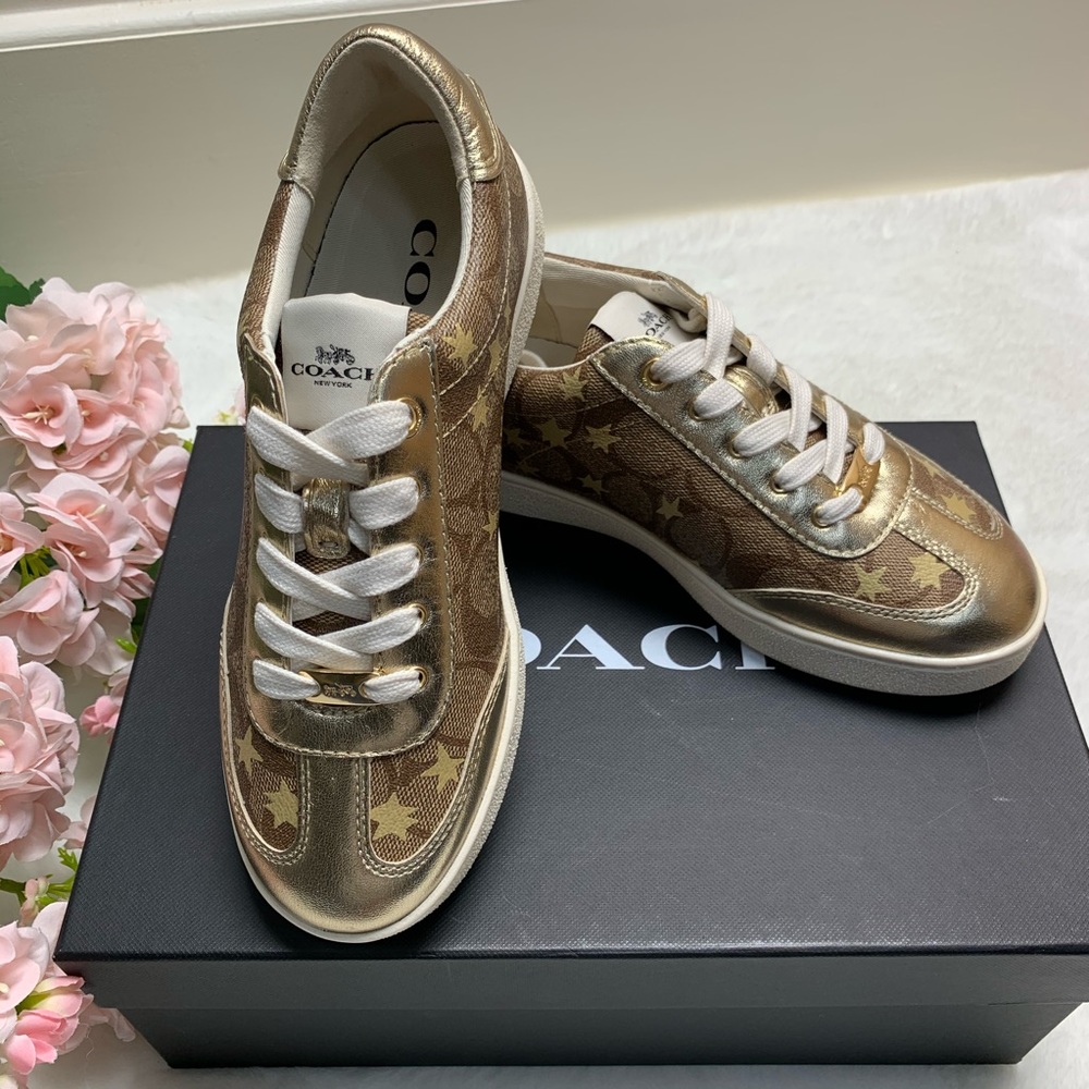 COACH Signature Star Sneaker Khaki/Gold